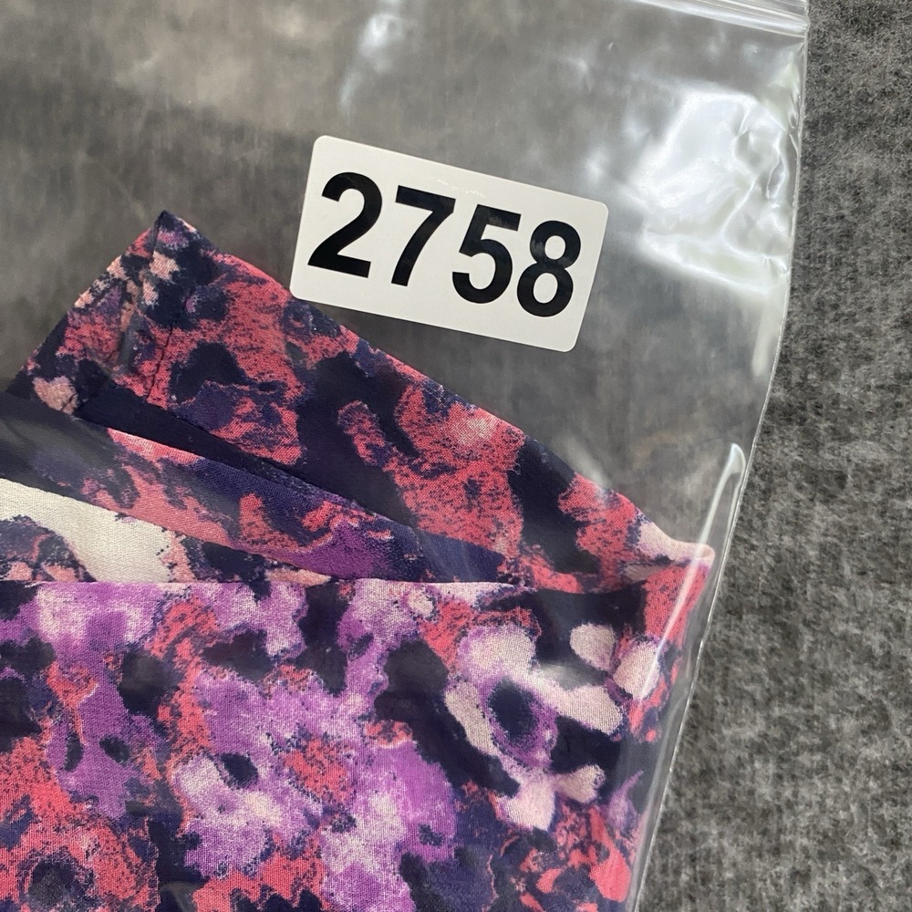 Express Floral Abstract Button-Up Blouse in Purple, Pink & White - Picture 9 of 9